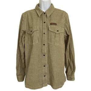 Patagonia Farrier Workwear Hickory Stripe Cotton Canvas Shacket Shirt Size L/XL